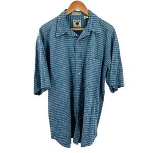 Vtg‎ Madison Trader Washed Cotton Mens L Short Sleeve Button Down Preowned